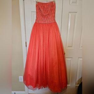 Peach Sequined Ball Gown Prom Dress- Women's Size 4